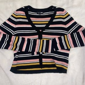 Fashion Nova cropped button striped cardigan